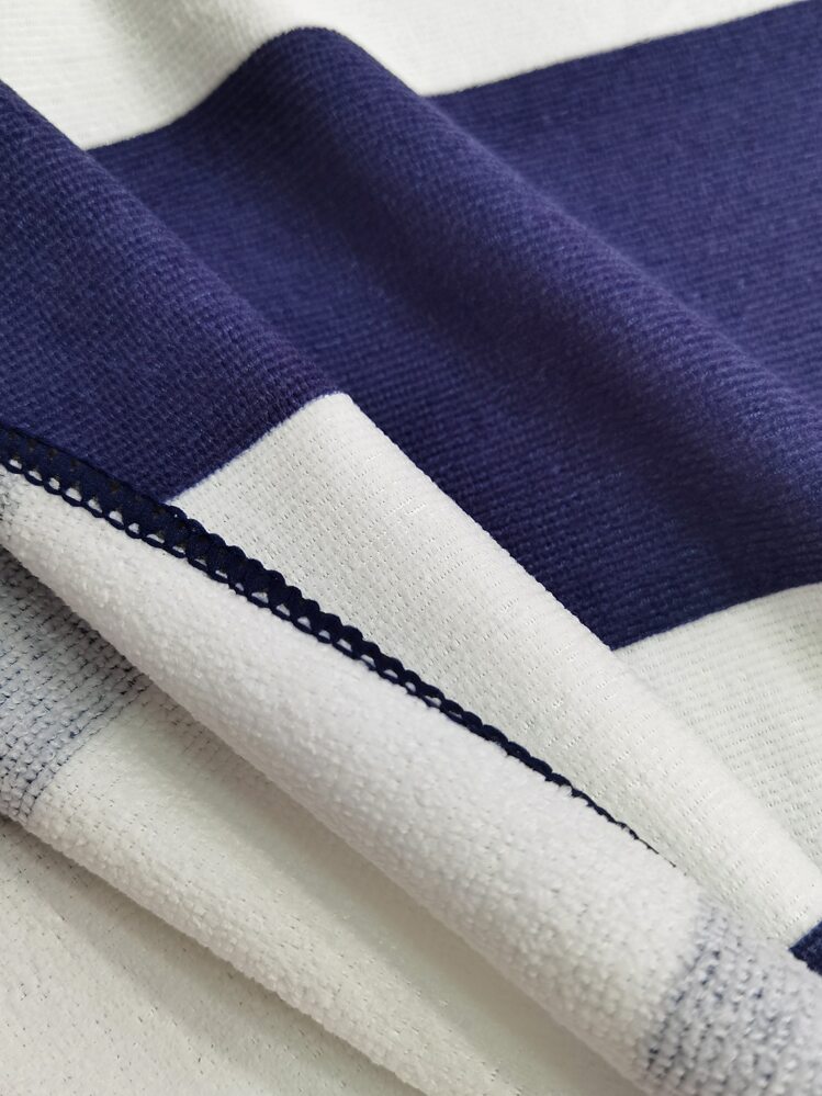 SHENG CHUN Extra Large Size, Multi-Size Options, Blue, Navy, Pink, Light Gray, Watercolor Stripe, Super Soft Microfiber, Printed, Absorbent, Essential For Bathroom, Ideal For Vacation, Beach, Swimming Pool, Gym, Multipurpose Beach Towel - Navy Blue - View 6