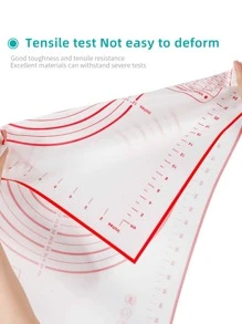 1pc Silicone Kneading Board, Silicone Pastry Mat, Extra Non Stick Baking Mat With Measurement Fondant Mat, Counter Mat, Dough Rolling Mat, Oven Liner, Pie Crust Mat, Roll Up Receive Kneading Pad Back To School - Red - View 8