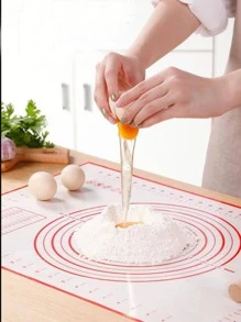 1pc Silicone Kneading Board, Silicone Pastry Mat, Extra Non Stick Baking Mat With Measurement Fondant Mat, Counter Mat, Dough Rolling Mat, Oven Liner, Pie Crust Mat, Roll Up Receive Kneading Pad Back To School - Red - View 4