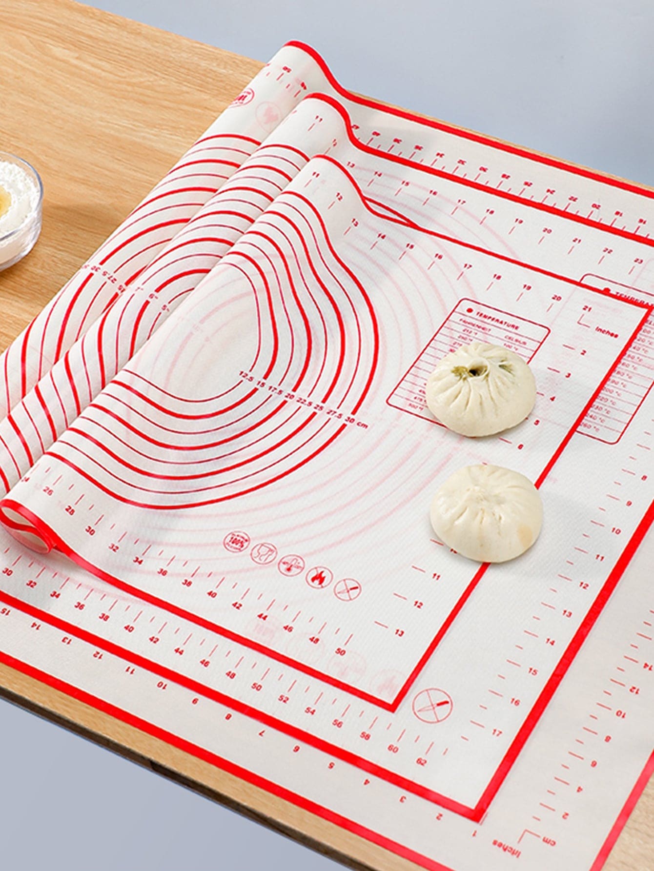 1pc Silicone Kneading Board, Silicone Pastry Mat, Extra Non Stick Baking Mat With Measurement Fondant Mat, Counter Mat, Dough Rolling Mat, Oven Liner, Pie Crust Mat, Roll Up Receive Kneading Pad Back To School - Red - View 1