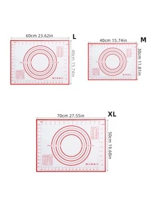 1pc Silicone Kneading Board, Silicone Pastry Mat, Extra Non Stick Baking Mat With Measurement Fondant Mat, Counter Mat, Dough Rolling Mat, Oven Liner, Pie Crust Mat, Roll Up Receive Kneading Pad Back To School - Red - View 3
