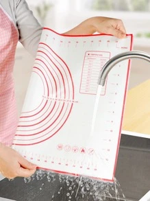 1pc Silicone Kneading Board, Silicone Pastry Mat, Extra Non Stick Baking Mat With Measurement Fondant Mat, Counter Mat, Dough Rolling Mat, Oven Liner, Pie Crust Mat, Roll Up Receive Kneading Pad Back To School - Red - View 10
