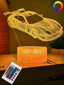 1pc Creative 3d Sports Car Night Light With 16-color Remote Control For Home Decor, Usb Bedside Table Lamp As Gift For Car Racing Fans On Festivals Or Birthdays - Multicolor - View 1