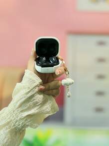 Plain Case Compatible With AirPods With Samsung Galaxy buds live/Pro - White - View 5