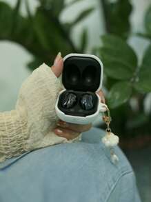 Plain Case Compatible With AirPods With Samsung Galaxy buds live/Pro - White - View 6