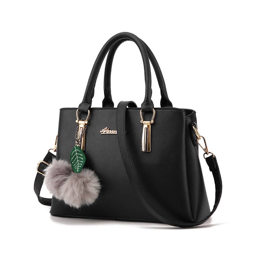 女性簡約時尚手提包 - 黑色 - 查看 1