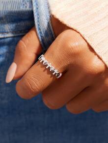 1入組925純銀交叉圓環,圓環適合女士,勵志交叉心禮物適合女士,通過首飾類圓環適合女孩,生日聖誕節禮物為她 - 銀色 - 查看 3