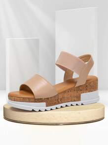 Women's Platform Sandals Open Toe Wedge Sandals Ankle Strap Summer Sandals - 杏色 - 查看 1