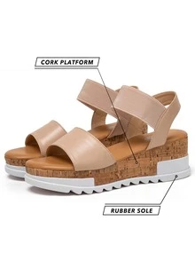 Women's Platform Sandals Open Toe Wedge Sandals Ankle Strap Summer Sandals - 杏色 - 查看 2