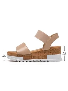 Women's Platform Sandals Open Toe Wedge Sandals Ankle Strap Summer Sandals - 杏色 - 查看 3