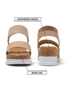 Women's Platform Sandals Open Toe Wedge Sandals Ankle Strap Summer Sandals - 杏色 - 查看 5