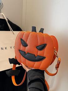 时髦朋克风格蒸汽朋克哥特式南瓜图案时尚斜挎包南瓜，粉色，适合少女、女士、大学生、派对女孩，完美的礼物，亡灵节，南瓜包非常适合搭配万圣节服装参加派对