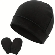 4 件套婴儿帽子和手套婴儿无檐便帽手套 NoScratch 套装新生儿医院帽适合男孩女孩