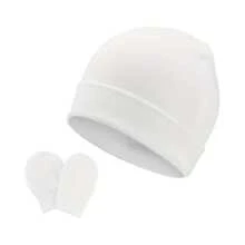 4 件套婴儿帽子和手套婴儿无檐便帽手套 NoScratch 套装新生儿医院帽适合男孩女孩