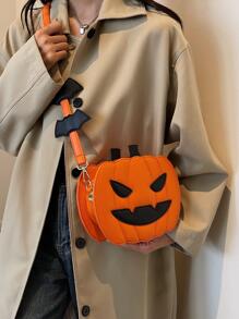 时髦朋克风格蒸汽朋克哥特式南瓜图案时尚斜挎包南瓜，粉色，适合少女、女士、大学生、派对女孩，完美的礼物，亡灵节，南瓜包非常适合搭配万圣节服装参加派对