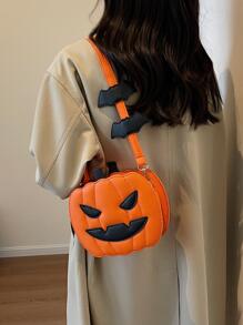 时髦朋克风格蒸汽朋克哥特式南瓜图案时尚斜挎包南瓜，粉色，适合少女、女士、大学生、派对女孩，完美的礼物，亡灵节，南瓜包非常适合搭配万圣节服装参加派对