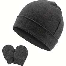 4 件套婴儿帽子和手套婴儿无檐便帽手套 NoScratch 套装新生儿医院帽适合男孩女孩