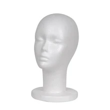 Styrofoam Wig Head Holder For Cosplay Wig Styling, Includes Styrofoam Head, Pins And Small Stand - White - View 2