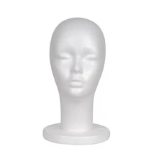 Styrofoam Wig Head Holder For Cosplay Wig Styling, Includes Styrofoam Head, Pins And Small Stand - White - View 7