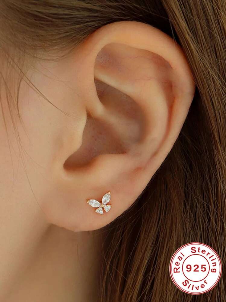 1 pezzo Orecchino a perno in argento sterling 925 con stella filettata