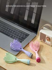 1入組章魚按摩產品梳子沙龍濕髮刷女性理髮造型頭髮工具抗纏結髮刷濕乾雙重用途梳子 - 綠色 - 查看 5