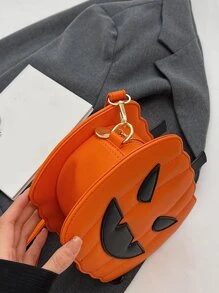 时髦朋克风格蒸汽朋克哥特式南瓜图案时尚斜挎包南瓜，粉色，适合少女、女士、大学生、派对女孩，完美的礼物，亡灵节，南瓜包非常适合搭配万圣节服装参加派对