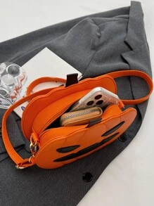 时髦朋克风格蒸汽朋克哥特式南瓜图案时尚斜挎包南瓜，粉色，适合少女、女士、大学生、派对女孩，完美的礼物，亡灵节，南瓜包非常适合搭配万圣节服装参加派对