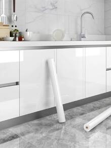 1 Rollo de Etiquetas Adhesivas Brillantes Blancas Gruesas Similares a Pintura para Renovación de Muebles, Resistente al Agua y Humedad, Etiqueta Autoadhesiva a Prueba de Aceite para Cocina, Cambio de Color de Aire Acondicionado y Lavadora, Removible, Paneles de Pared Decorativos, Papel Tapiz, Decoración Primaveral para Refrescar tu Hogar, Etiquetas Decorativas Rama