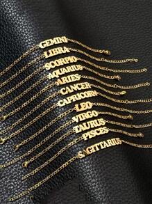 1 件欧美时尚简约风格海滩度假十二星座英文字母女士个性手链，个性化装饰手链，适合女孩或男孩作为情人节礼物、妈妈、母亲、母亲节、礼物 - 金黃色 - 查看 6