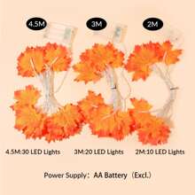 1 件 10/20/30 LED 2/3/4.5M 枫叶灯串，适用于秋季装饰、房间装饰、卧室装饰、少女仙女灯万圣节装饰灯家居装饰派对装饰万圣节装饰房间装饰万圣节花园装饰礼物仙女 - 黃色 - 查看 7