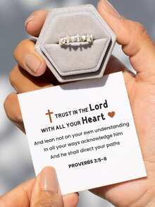 1入組925純銀交叉圓環,圓環適合女士,勵志交叉心禮物適合女士,通過首飾類圓環適合女孩,生日聖誕節禮物為她 - 銀色 - 查看 6