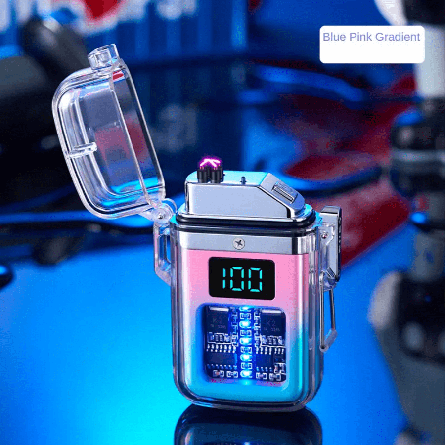 1pc Windproof Waterproof Usb Rechargeable Flameless Electronic Lighter