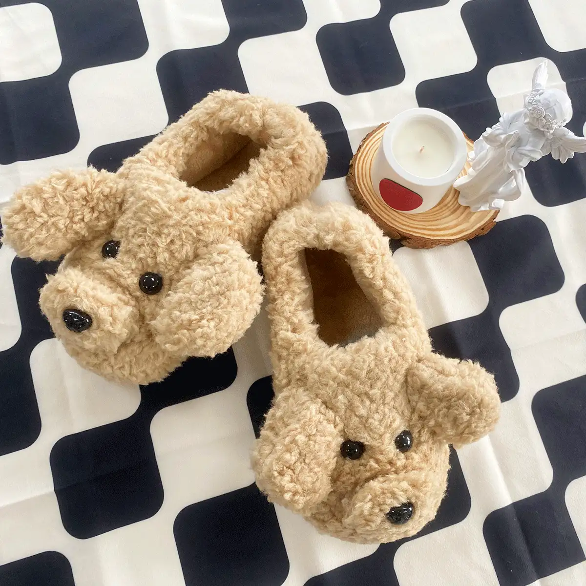 Cute Cartoon Teddy Dog Full Coverage Winter Home Slippers, Comfortable And Versatile For Summer - Khaki - View 2