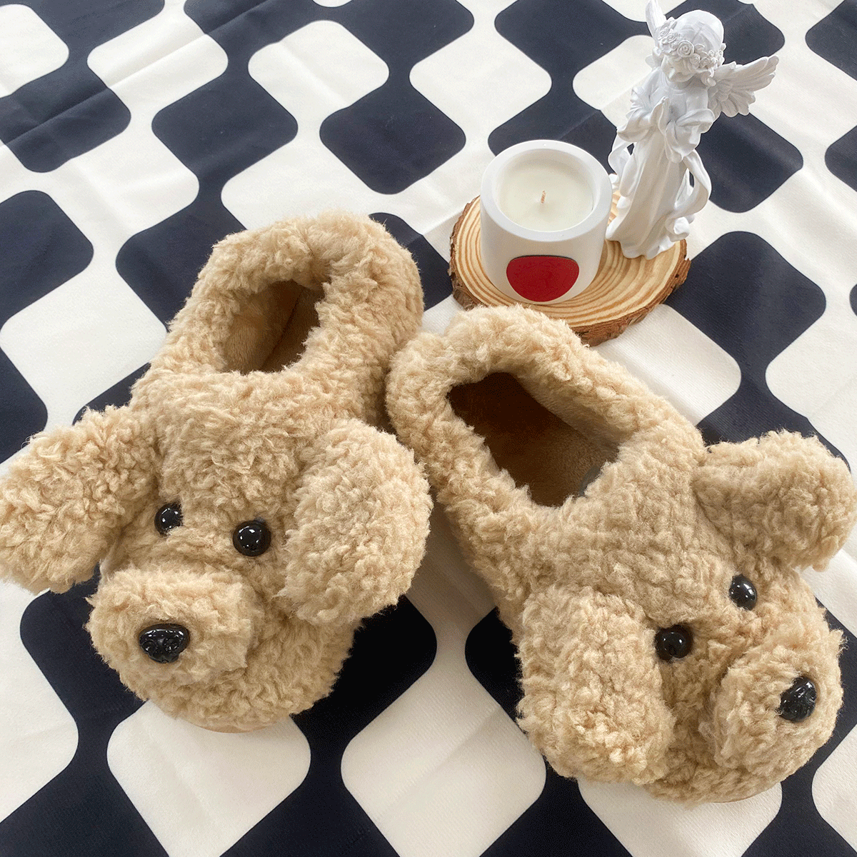 Cute Cartoon Teddy Dog Full Coverage Winter Home Slippers, Comfortable And Versatile For Summer - Khaki - View 3