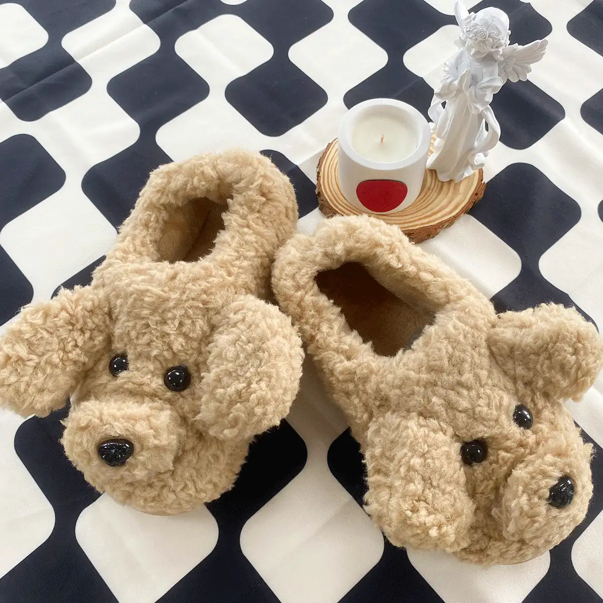 Cute Cartoon Teddy Dog Full Coverage Winter Home Slippers, Comfortable And Versatile For Summer - Khaki - View 3