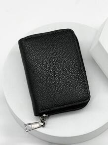 Ví đựng thẻ ID nhiều lớp bằng da PU, kiểu dáng cổ điển, nhẹ nhàng, tiện dụng, có khóa kéo, ví đựng thẻ tín dụng đa chức năng, quà tặng cho phụ nữ công sở, quà tặng dịp lễ, kỷ niệm, sinh nhật, ngày Nhà giáo, ví đựng thẻ ID, ví đựng thẻ tín dụng, ví mini cho nam giới. - màu đen - Xem 5