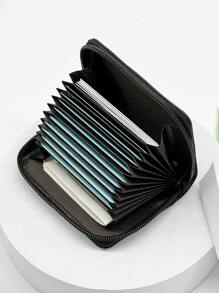 Ví đựng thẻ ID nhiều lớp bằng da PU, kiểu dáng cổ điển, nhẹ nhàng, tiện dụng, có khóa kéo, ví đựng thẻ tín dụng đa chức năng, quà tặng cho phụ nữ công sở, quà tặng dịp lễ, kỷ niệm, sinh nhật, ngày Nhà giáo, ví đựng thẻ ID, ví đựng thẻ tín dụng, ví mini cho nam giới. - màu đen - Xem 6