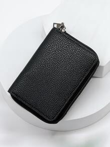 Ví đựng thẻ ID nhiều lớp bằng da PU, kiểu dáng cổ điển, nhẹ nhàng, tiện dụng, có khóa kéo, ví đựng thẻ tín dụng đa chức năng, quà tặng cho phụ nữ công sở, quà tặng dịp lễ, kỷ niệm, sinh nhật, ngày Nhà giáo, ví đựng thẻ ID, ví đựng thẻ tín dụng, ví mini cho nam giới. - màu đen - Xem 2