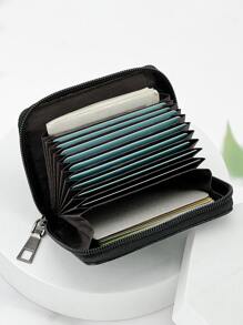 Ví đựng thẻ ID nhiều lớp bằng da PU, kiểu dáng cổ điển, nhẹ nhàng, tiện dụng, có khóa kéo, ví đựng thẻ tín dụng đa chức năng, quà tặng cho phụ nữ công sở, quà tặng dịp lễ, kỷ niệm, sinh nhật, ngày Nhà giáo, ví đựng thẻ ID, ví đựng thẻ tín dụng, ví mini cho nam giới. - màu đen - Xem 1