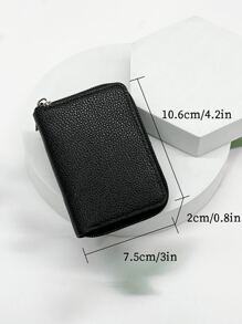 Ví đựng thẻ ID nhiều lớp bằng da PU, kiểu dáng cổ điển, nhẹ nhàng, tiện dụng, có khóa kéo, ví đựng thẻ tín dụng đa chức năng, quà tặng cho phụ nữ công sở, quà tặng dịp lễ, kỷ niệm, sinh nhật, ngày Nhà giáo, ví đựng thẻ ID, ví đựng thẻ tín dụng, ví mini cho nam giới. - màu đen - Xem 7