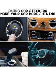 1pc 4mm Self-adhesive White Rhinestone Sticker, Suitable For Car Interior Decoration Diy - White - View 3