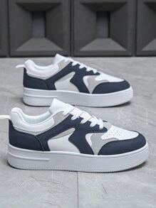 Vợ chồng Khối màu Mặt trước Lace-up Giày thể thao , Ngoài trời Giày trượt băng - Màu xanh lam - Xem 3