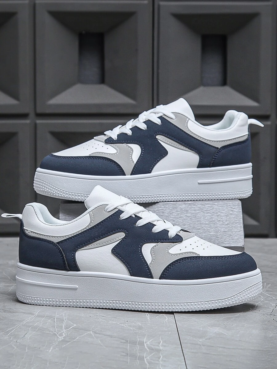 Vợ chồng Khối màu Mặt trước Lace-up Giày thể thao , Ngoài trời Giày trượt băng - Màu xanh lam - Xem 1