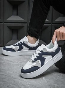 Vợ chồng Khối màu Mặt trước Lace-up Giày thể thao , Ngoài trời Giày trượt băng - Màu xanh lam - Xem 2