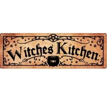 Halloween Vintage Rustic Witches Kitchen Aluminum Weatherproof Retro Metal Tin Sign 4x16inch Best Gifts - Brown - View 1
