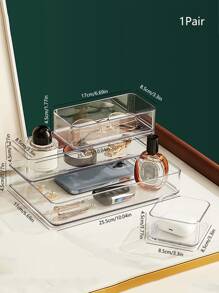 4pcs White Drawer Divider Makeup Organizer For Home Use, Cabinet Inner Grid Misc Storage Rack - White - View 2