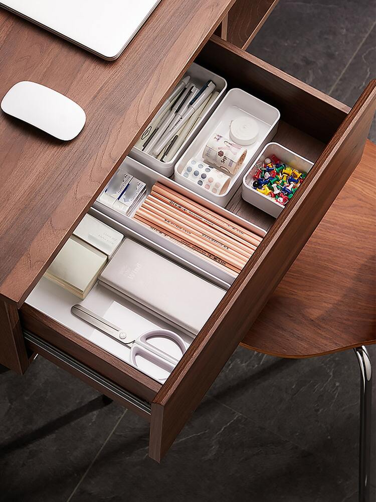 4pcs White Drawer Divider Makeup Organizer For Home Use, Cabinet Inner Grid Misc Storage Rack - 白色 - 查看 3