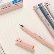 4入组/套Kawaii豬熊貓鼠標可消除中性筆可水洗手柄學校辦公室用品文具禮品0.35mm藍色的黑色墨水