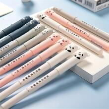 4入组/套Kawaii豬熊貓鼠標可消除中性筆可水洗手柄學校辦公室用品文具禮品0.35mm藍色的黑色墨水