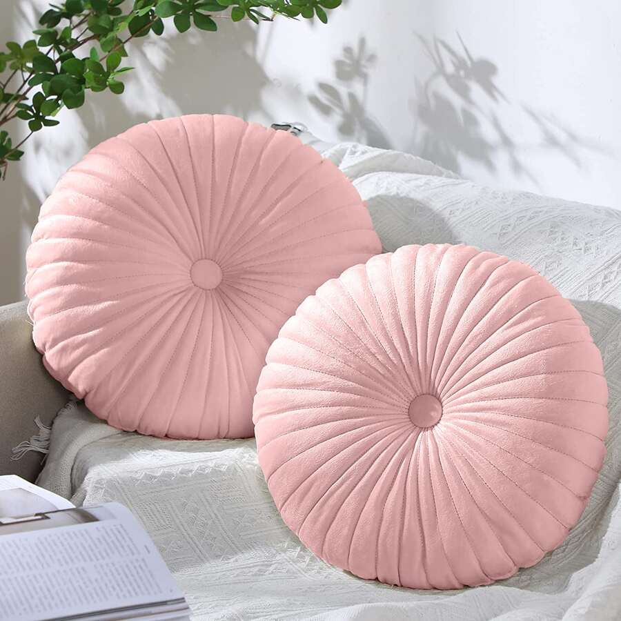 1pc Round Seat Cushion Pumpkin Throw Pillows Solid - Pink - View 1